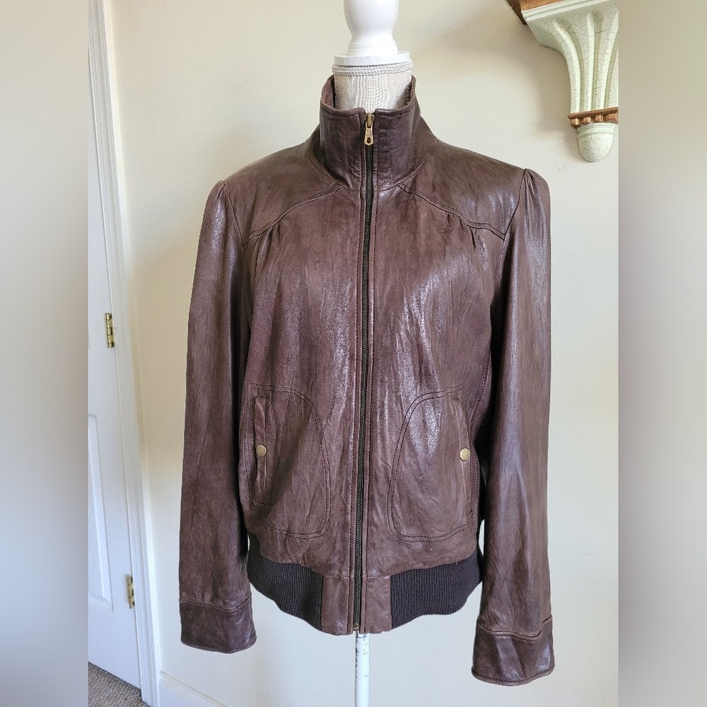 A New Approach Leather Moto Bomber Women Jacket